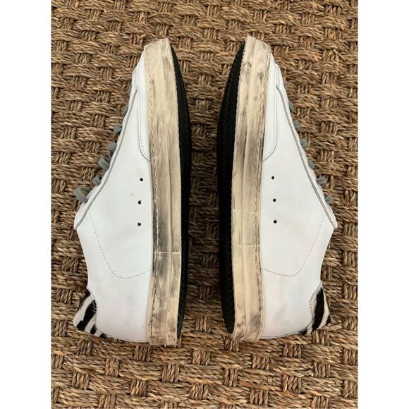 NWOT P448 Queens John Low Top White Sneakers Zebra Animal Calf Hair, $245 - Picture 8 of 10